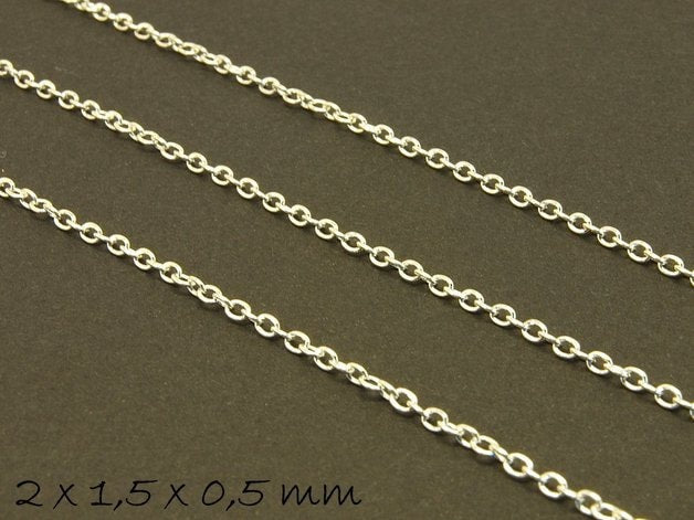 0,86EUR/m - 5 m Gliederkette, silber, fein, 2 x 1,5 mm