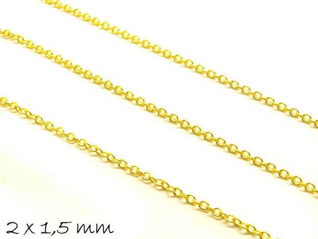 0,86EUR/m - 5 m Gliederkette, gold, fein, 2 x 1,5 mm