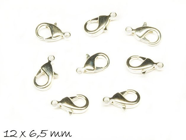 10 Stück Karabiner Verschlüsse silbern, 12 mm