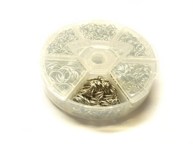 1 Box Biegeringe (Spaltringe) platin, Ø 4 - 10 mm