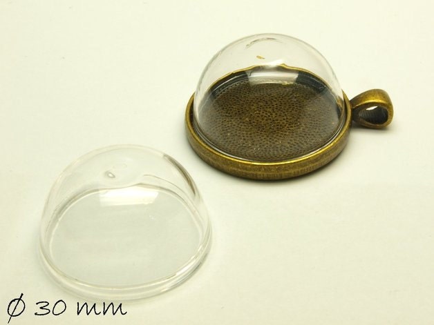 1 Stück Glasperle - Hohlperle Halbkugel Ø 30 mm klar