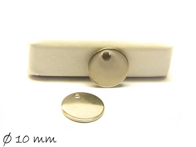 10 Stück Anhänger Edelstahl Stempel Plättchen, silber, Ø 10 mm