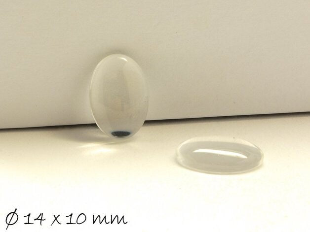 4 Stück Ovale klare 14 x 10 mm Glas Cabochons