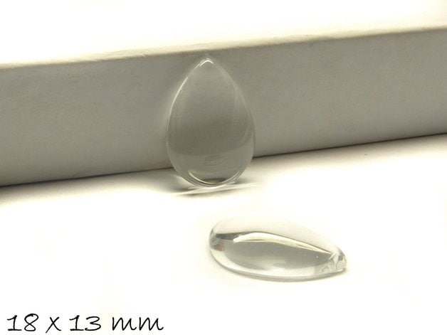 10 Stück klare 18 x 13 mm Glas Cabochons - Tropfen