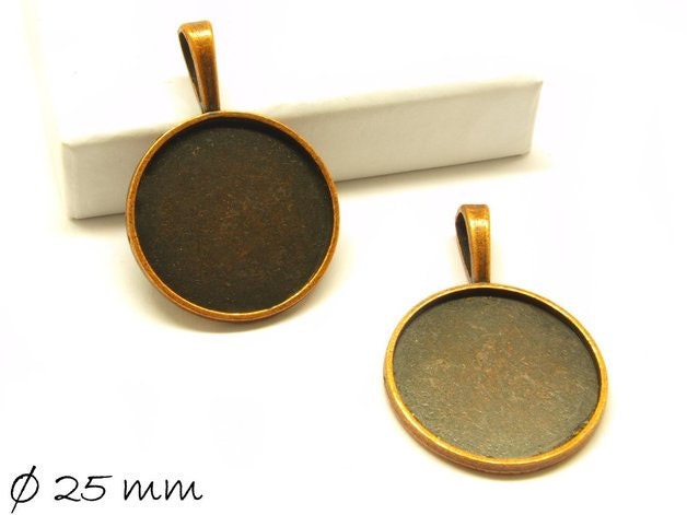 2 Anhänger mit Cabochonfassung, 25 mm, kupfer