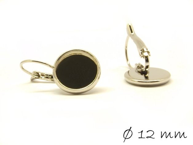 4 Stück Brisuren in platin mit 12 mm Cabochonsfassung