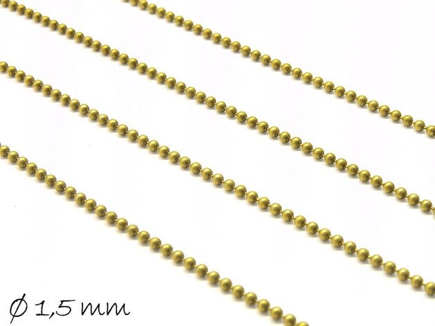 0,96EUR/m - 5 m Kugelkette bronze, fein, 1,5 mm Kugeln