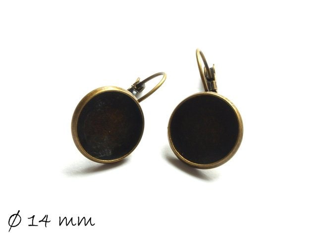 4 Stück Brisuren in bronze mit 14 mm Cabochonfassung