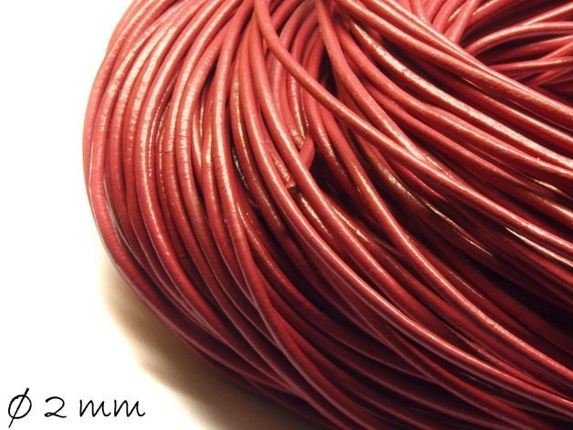 0,70EUR/m - 5 m Lederband, kirschrot, Ø 2 mm