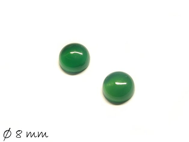 2 Stück Edelstein Cabochons, grüner Achat, 8 mm