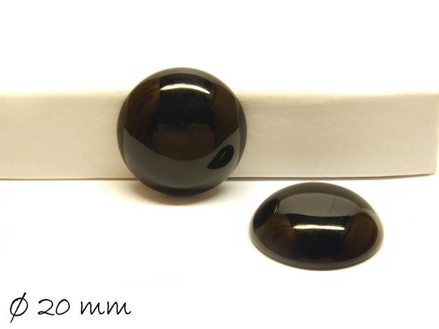 2 Stück Edelstein Cabochons, schwarzer Achat, 20 mm