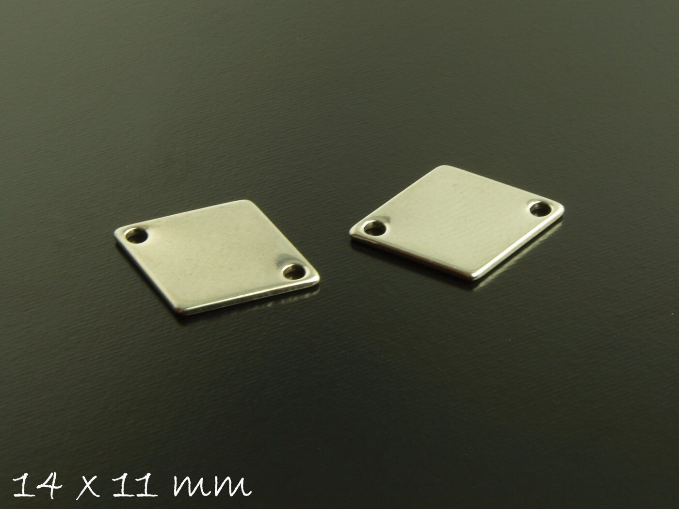 10 Stück Verbinder Stempel Plättchen Raute Edelstahl 14 x 11 mm