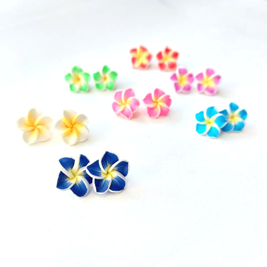 Frangipani Blume Blüte Polymer Clay Hawaii Ohrringe nach Wahl Ohrhänger Ohrstecker
