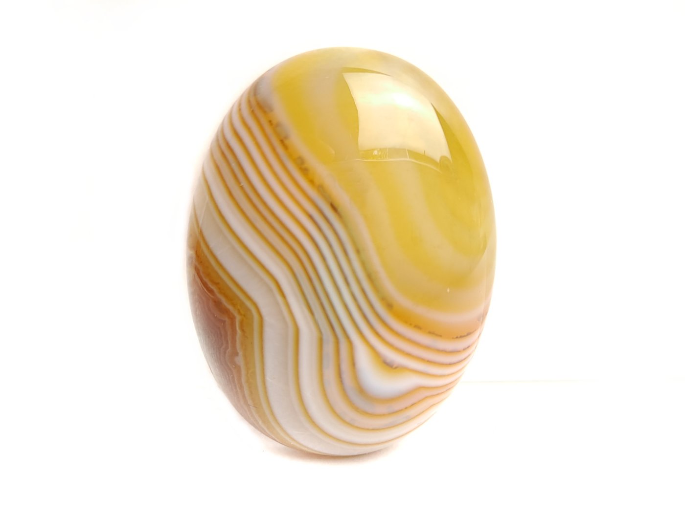 1 Stück Edelstein Cabochon Achat 40 x 30 mm braun-gelb-weiß