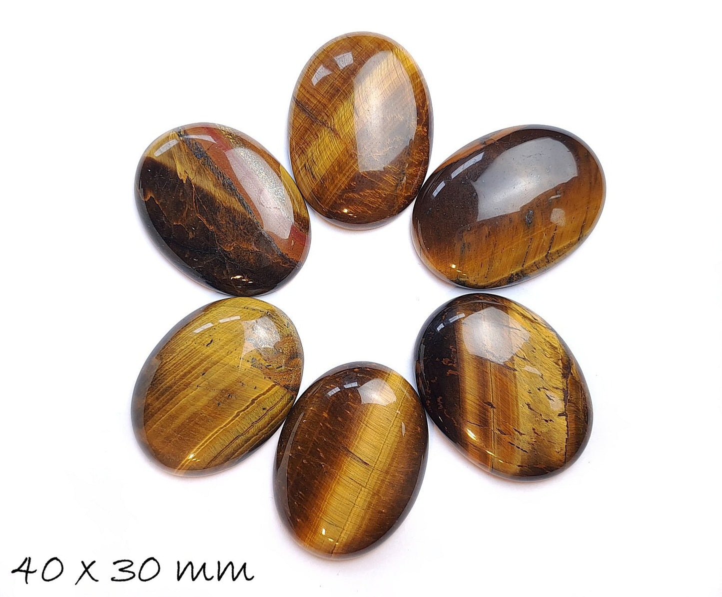 B-WARE - 2 Stück Edelstein Cabochons Tigerauge, verschiedene Größen