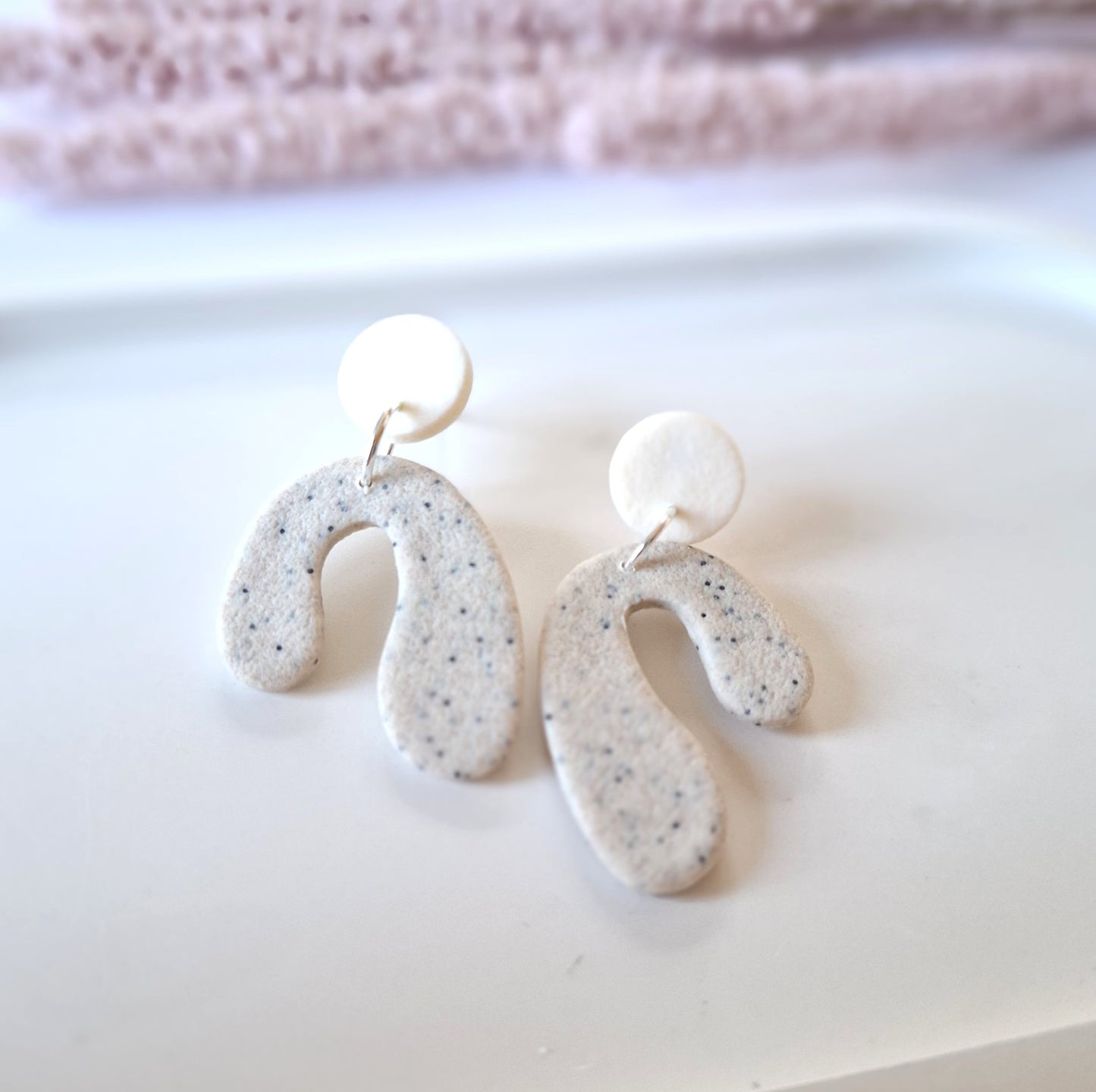 Statement Ohrringe Polymer Clay Marmor Optik Muster grau weiß