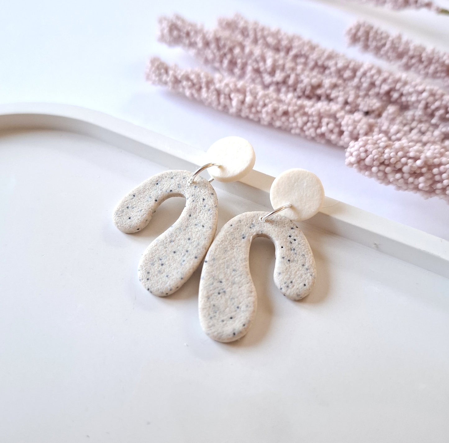 Statement Ohrringe Polymer Clay Marmor Optik Muster grau weiß
