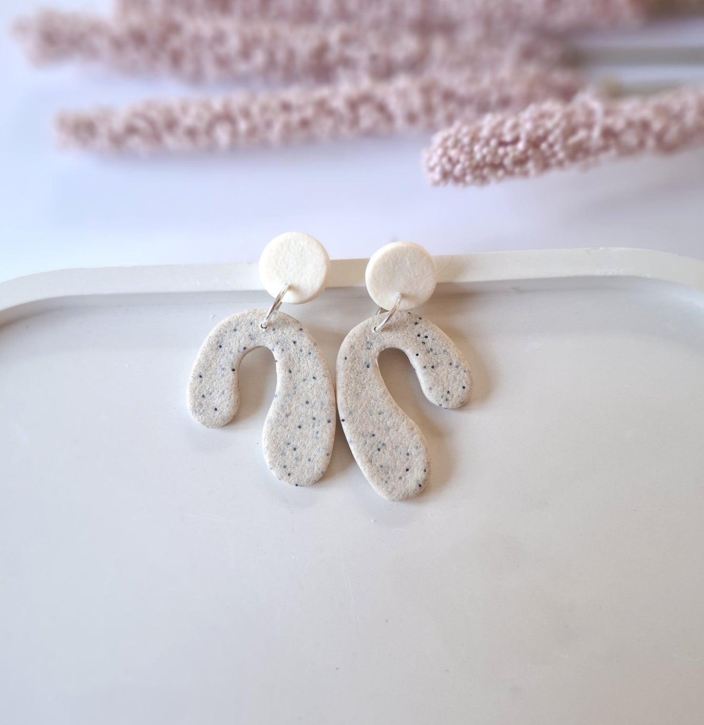 Statement Ohrringe Polymer Clay Marmor Optik Muster grau weiß