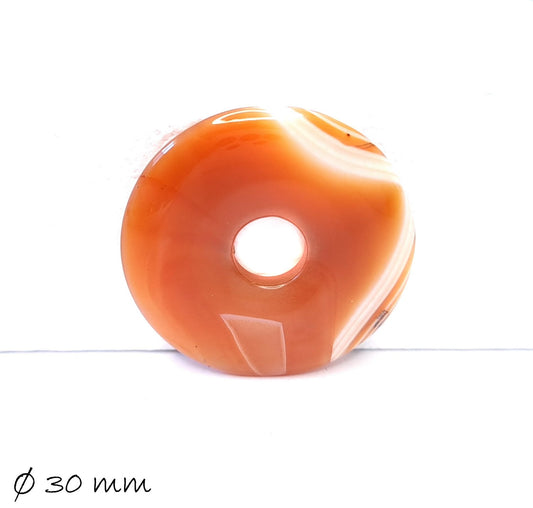 1 Stück Edelstein Donut Anhänger, Achat Ø 30 mm, rot-orange