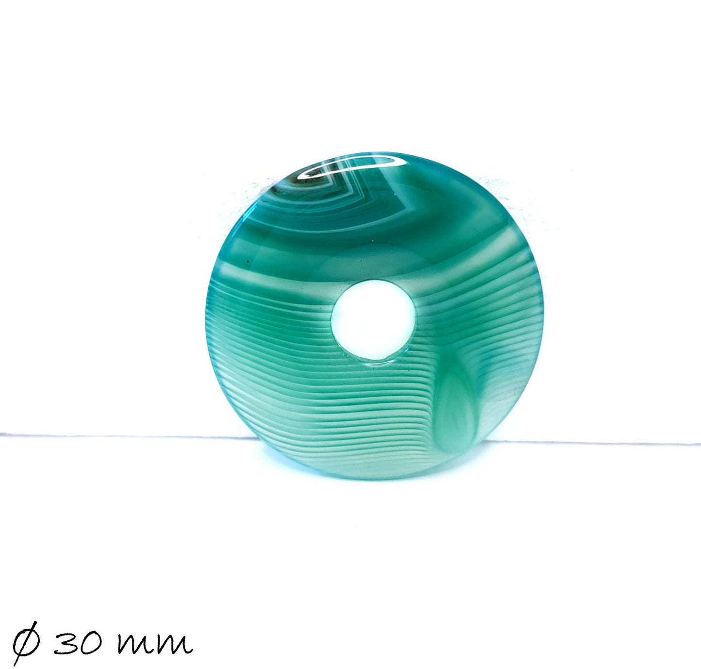 1 Stück Donut Anhänger Edelstein Achat Ø 30 mm, grün-weiß