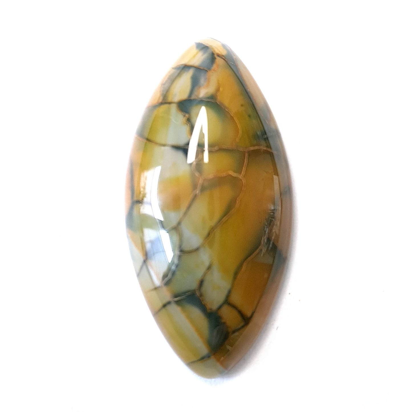 Edelstein Cabochons, gelber Achat, Drachenauge, Pferdeauge, 39 x 20 mm
