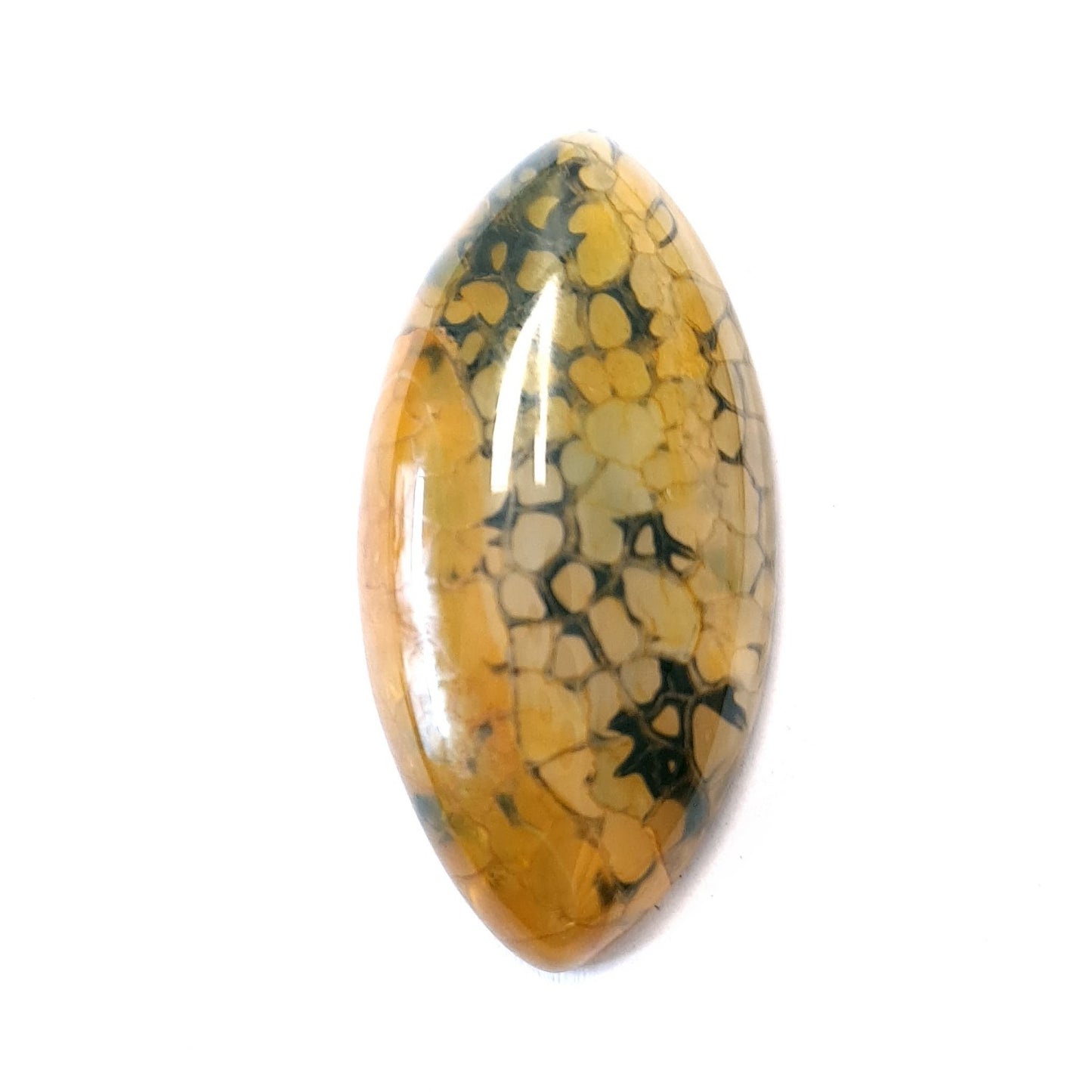 Edelstein Cabochons, gelber Achat, Drachenauge, Pferdeauge, 39 x 20 mm