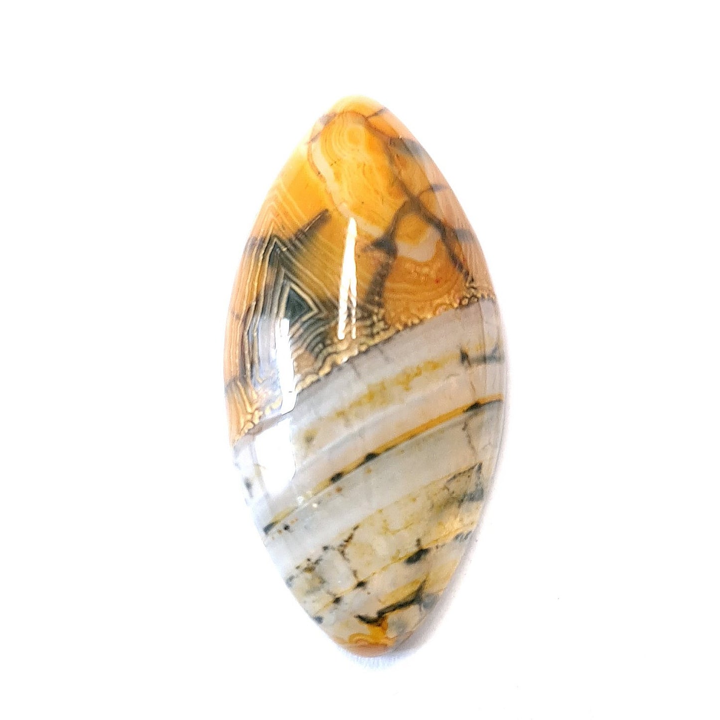 Edelstein Cabochons, gelber Achat, Drachenauge, Pferdeauge, 39 x 20 mm