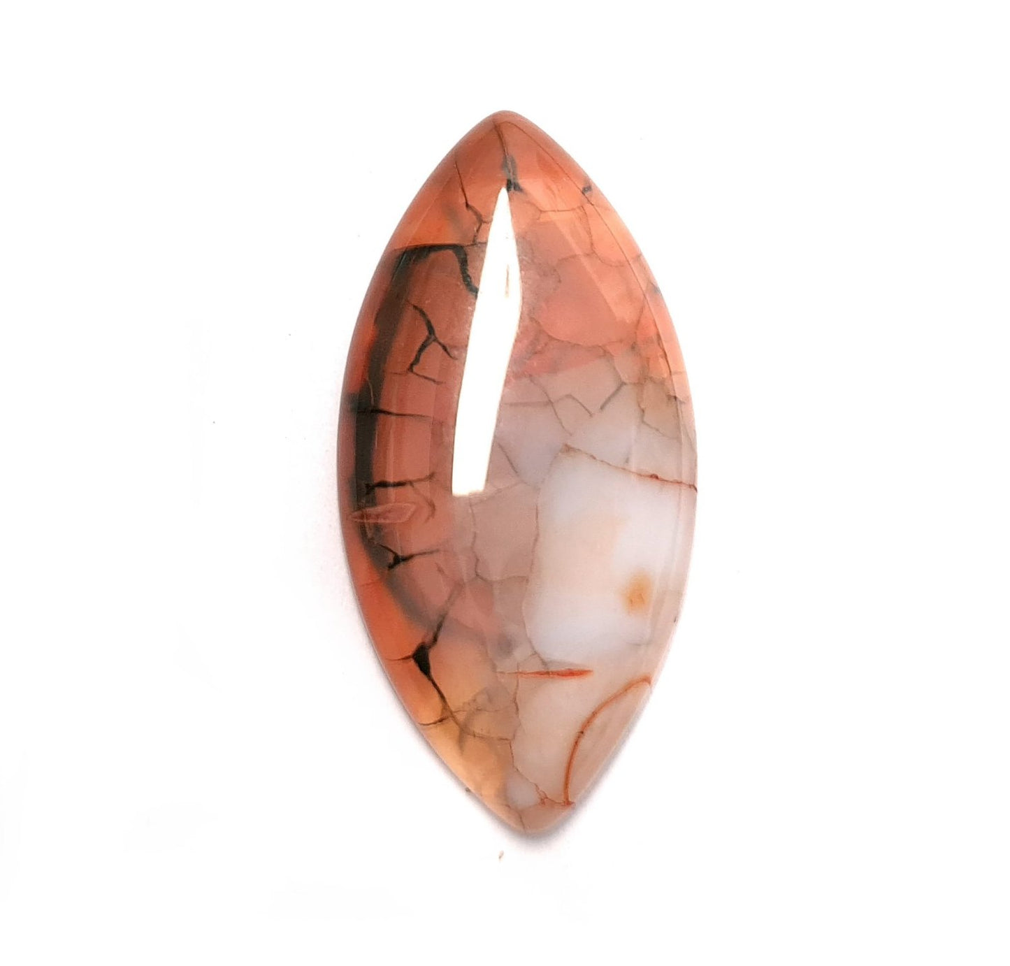 Edelstein Cabochons, Achat, orange-schwarz, Drachenauge, Pferdeauge, 39 x 20 mm