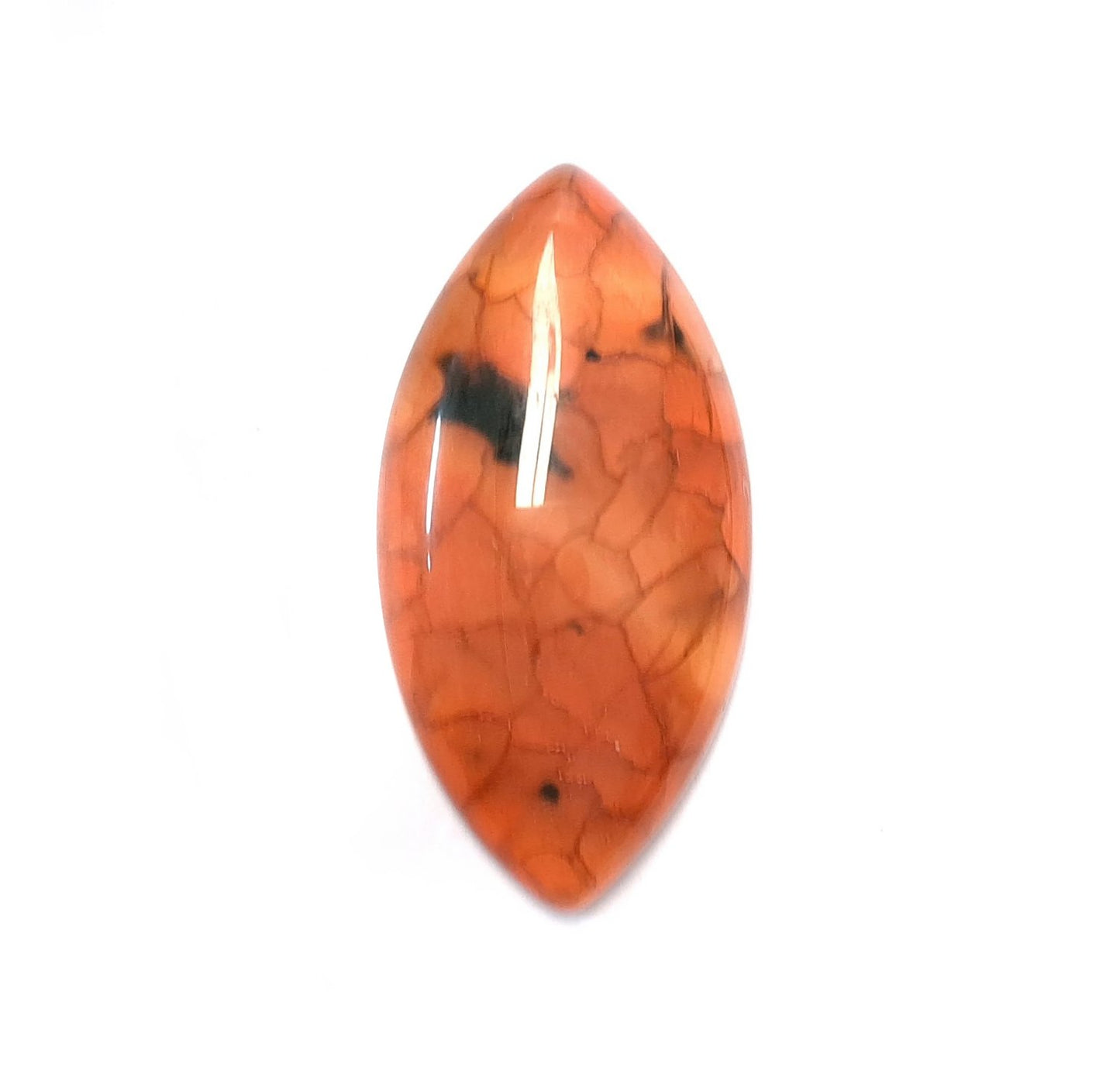 Edelstein Cabochons, Achat, orange-schwarz, Drachenauge, Pferdeauge, 39 x 20 mm