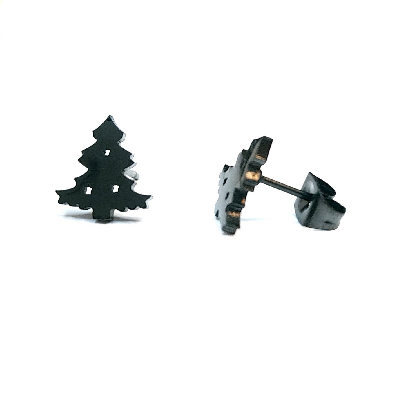 Edelstahl Ohrstecker Weihnachtsbaum, Tanne, Weihnachten, schwarz Ohrringe