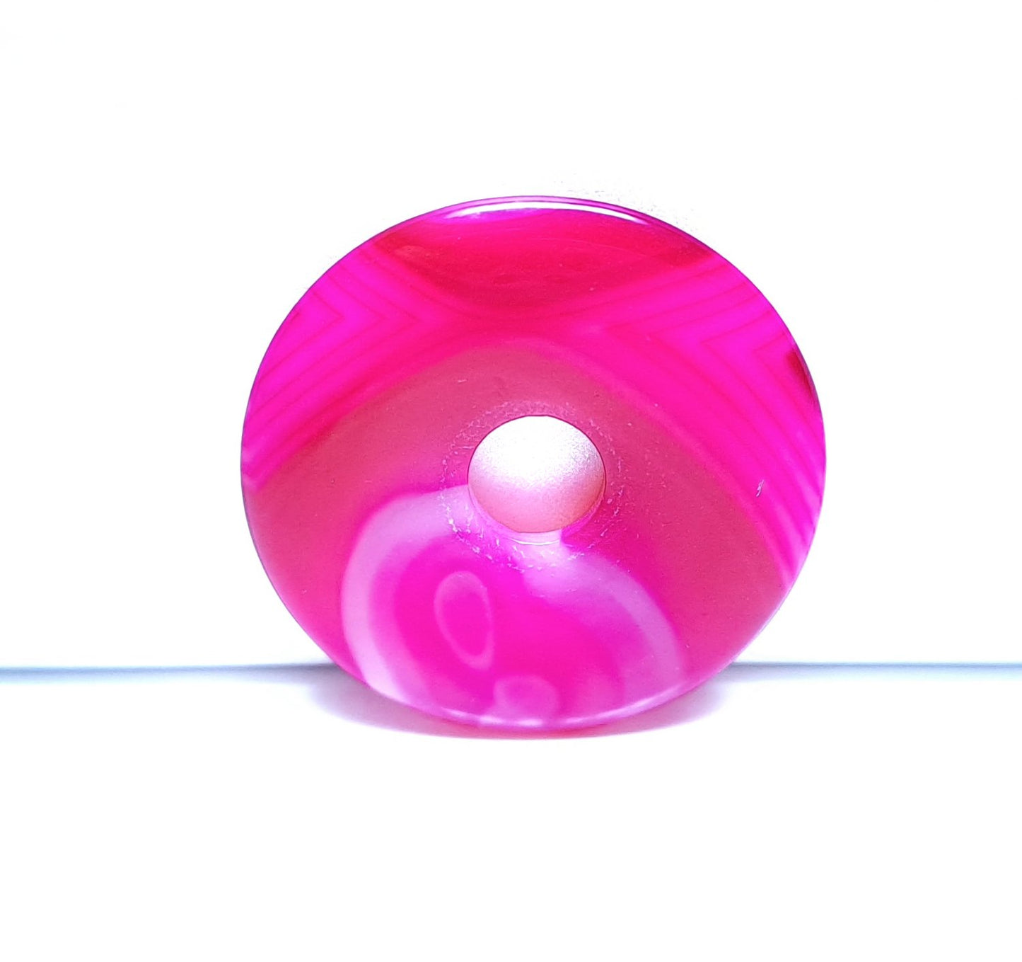 1 Stück Edelstein Donut Anhänger, Achat Ø 30 mm, pink-weiß