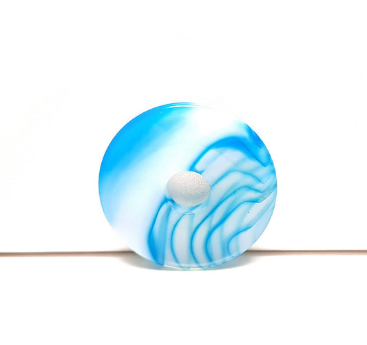 1 Stück Edelstein Donut Anhänger, Achat Ø 30 mm, blau-weiß