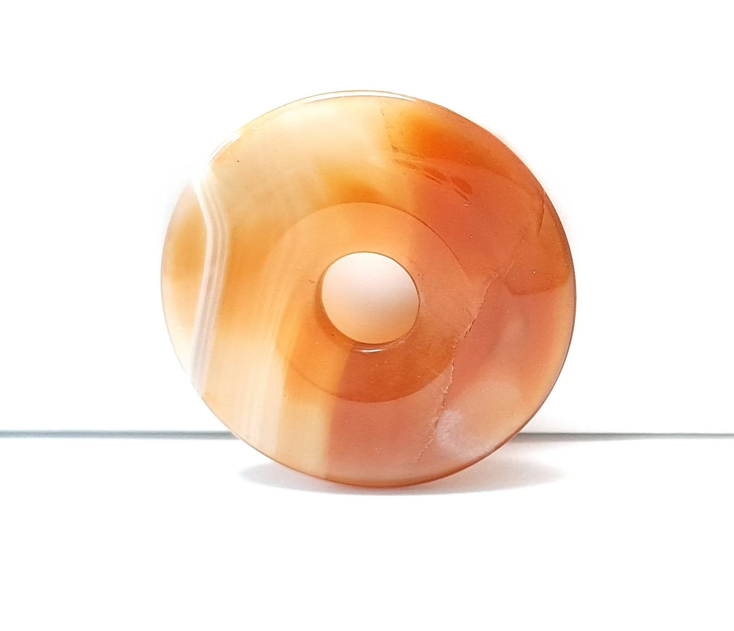 1 Stück Edelstein Donut Anhänger, Achat Ø 30 mm, rot-orange