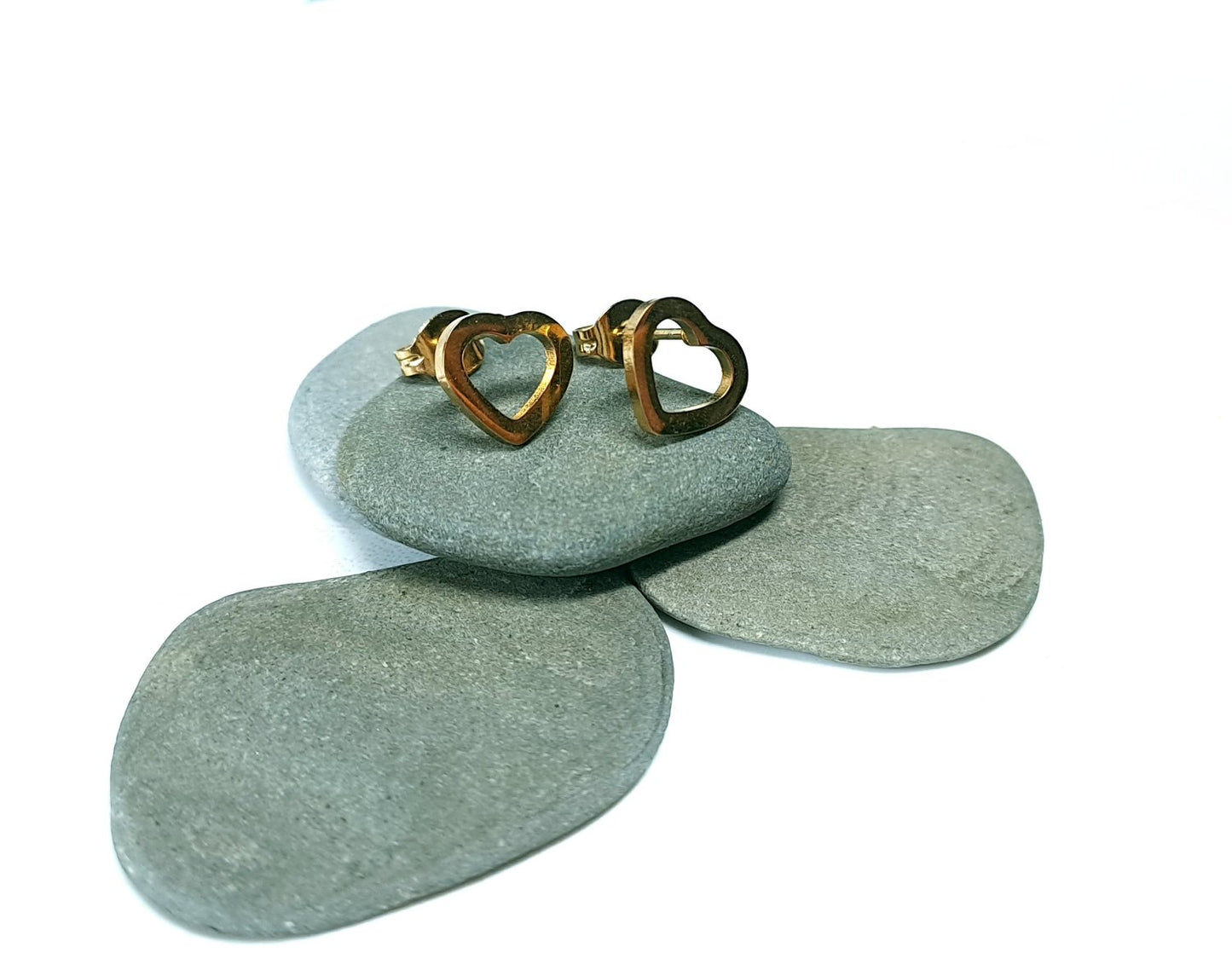 Herz Ohrstecker Gold aus Edelstahl, Kleine Herz Stecker Ohrringe minimal, Zarter Herzschmuck, Geschenk für Sie