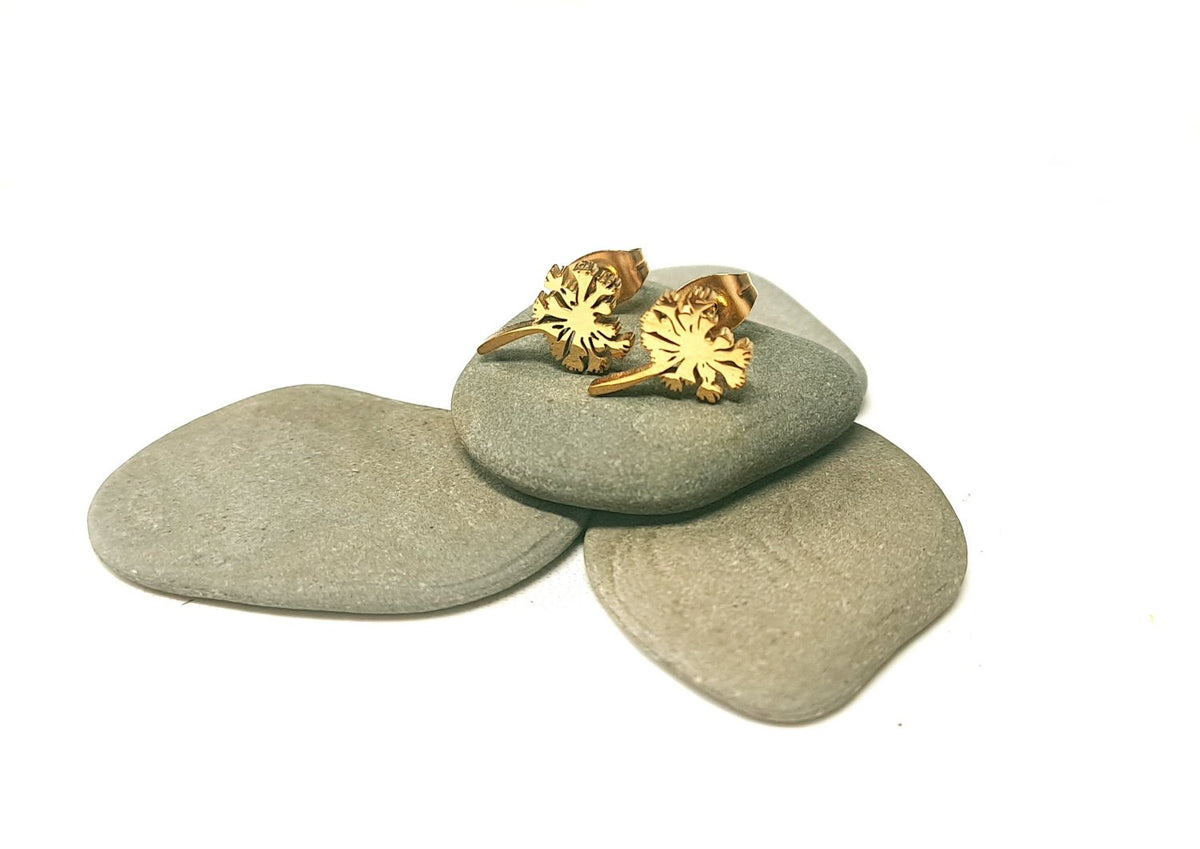 Pusteblumen Ohrstecker Gold aus Edelstahl (10x0,8mm)