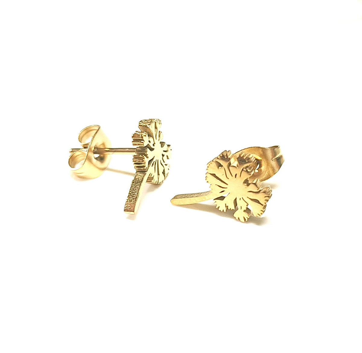 Pusteblumen Ohrstecker Gold aus Edelstahl (10x0,8mm)