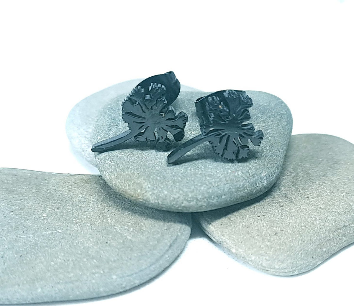 Pusteblumen Ohrstecker Schwarz aus Edelstahl (10x0,8mm)
