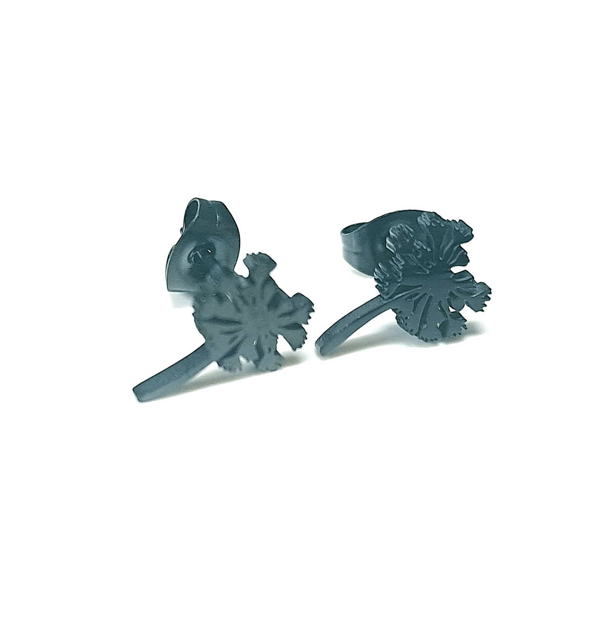 Pusteblumen Ohrstecker Schwarz aus Edelstahl (10x0,8mm)