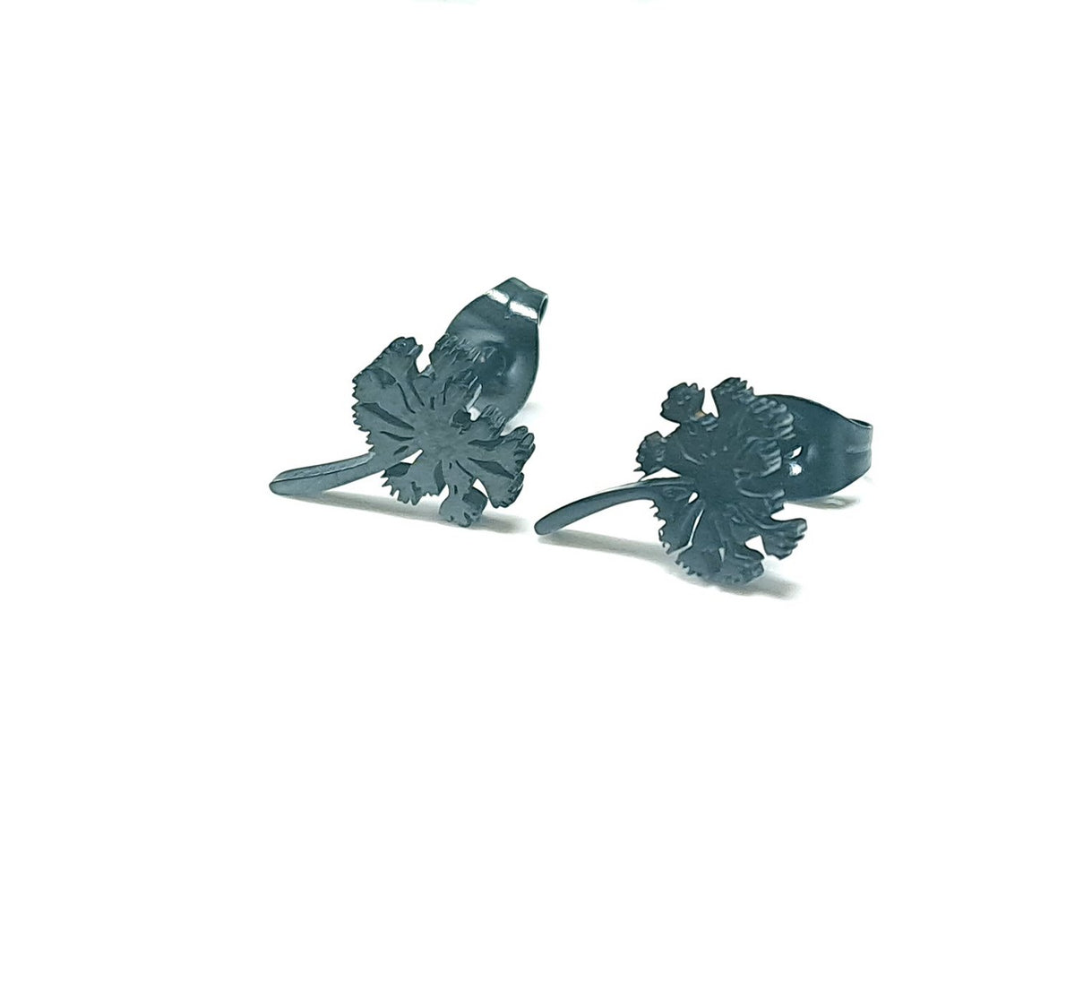 Pusteblumen Ohrstecker Schwarz aus Edelstahl (10x0,8mm)
