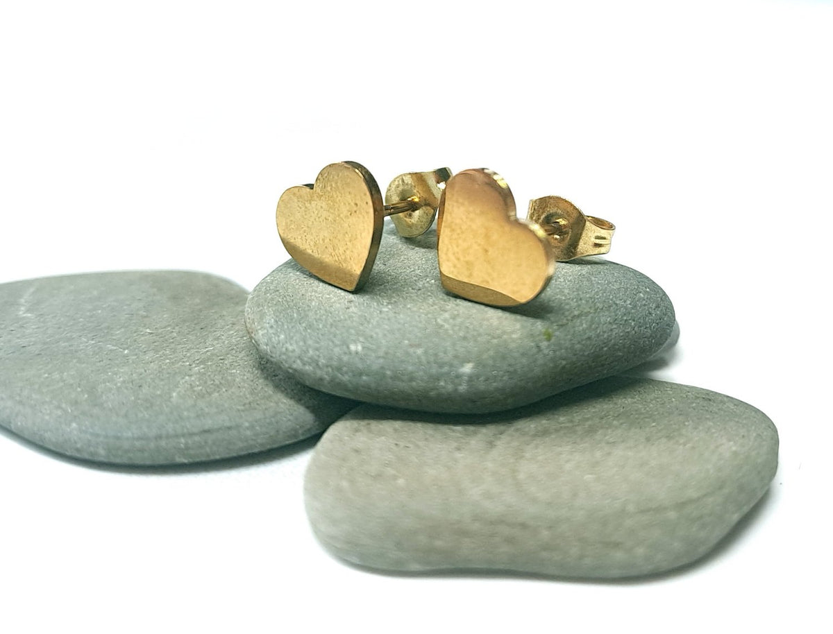 Herz Ohrstecker Gold aus Edelstahl – Massives Herz 10mm