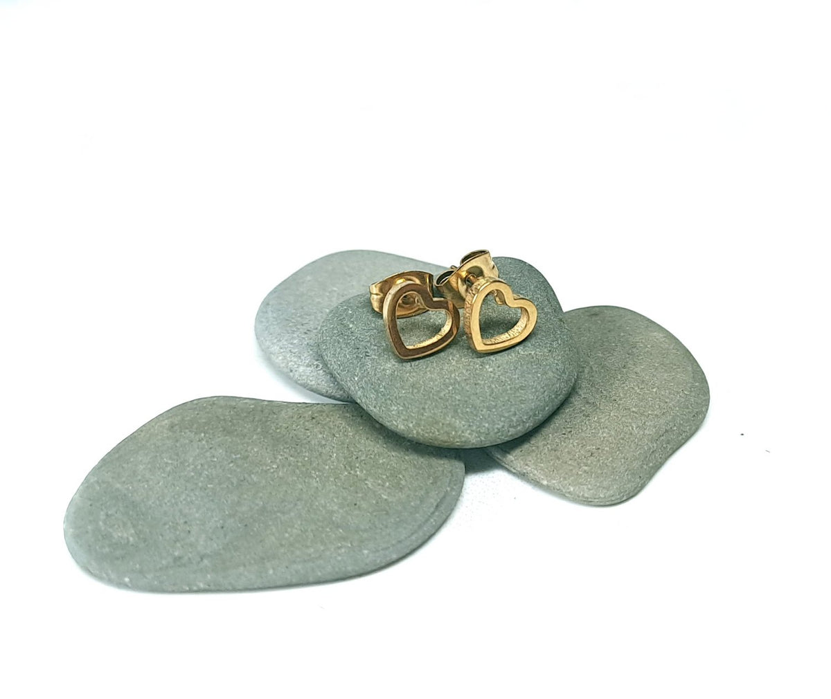 Herz Ohrstecker Gold aus Edelstahl, Kleine Herz Stecker Ohrringe minimal, Zarter Herzschmuck, Geschenk für Sie