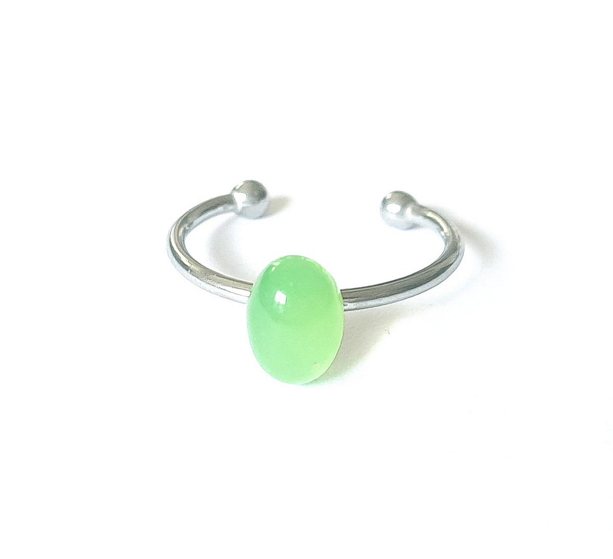 Jade Ring verstellbar aus Edelstahl | Grüne Jade Edelstein