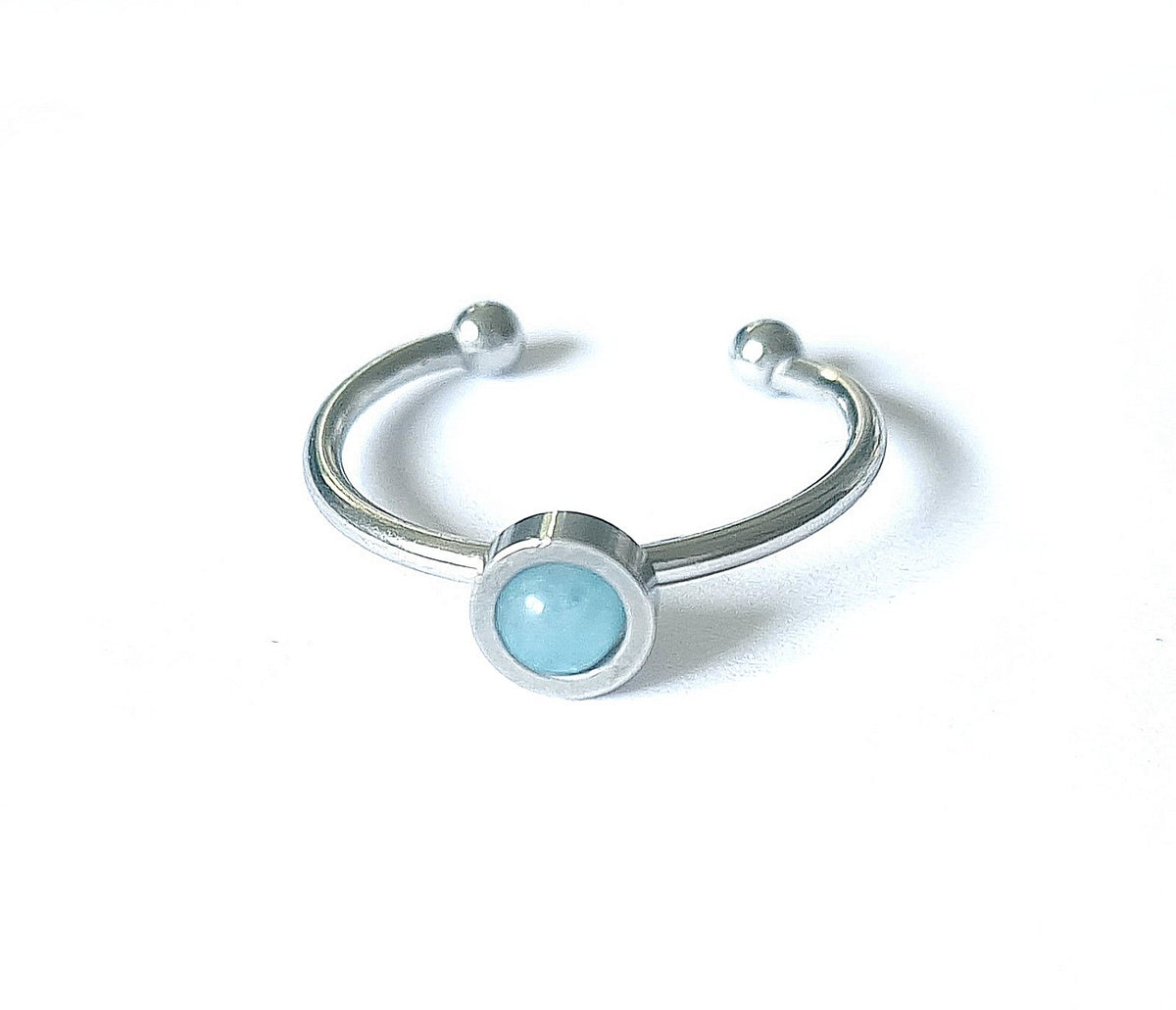 Blaue Jade Ring verstellbar aus Edelstahl (4 mm) | Blau