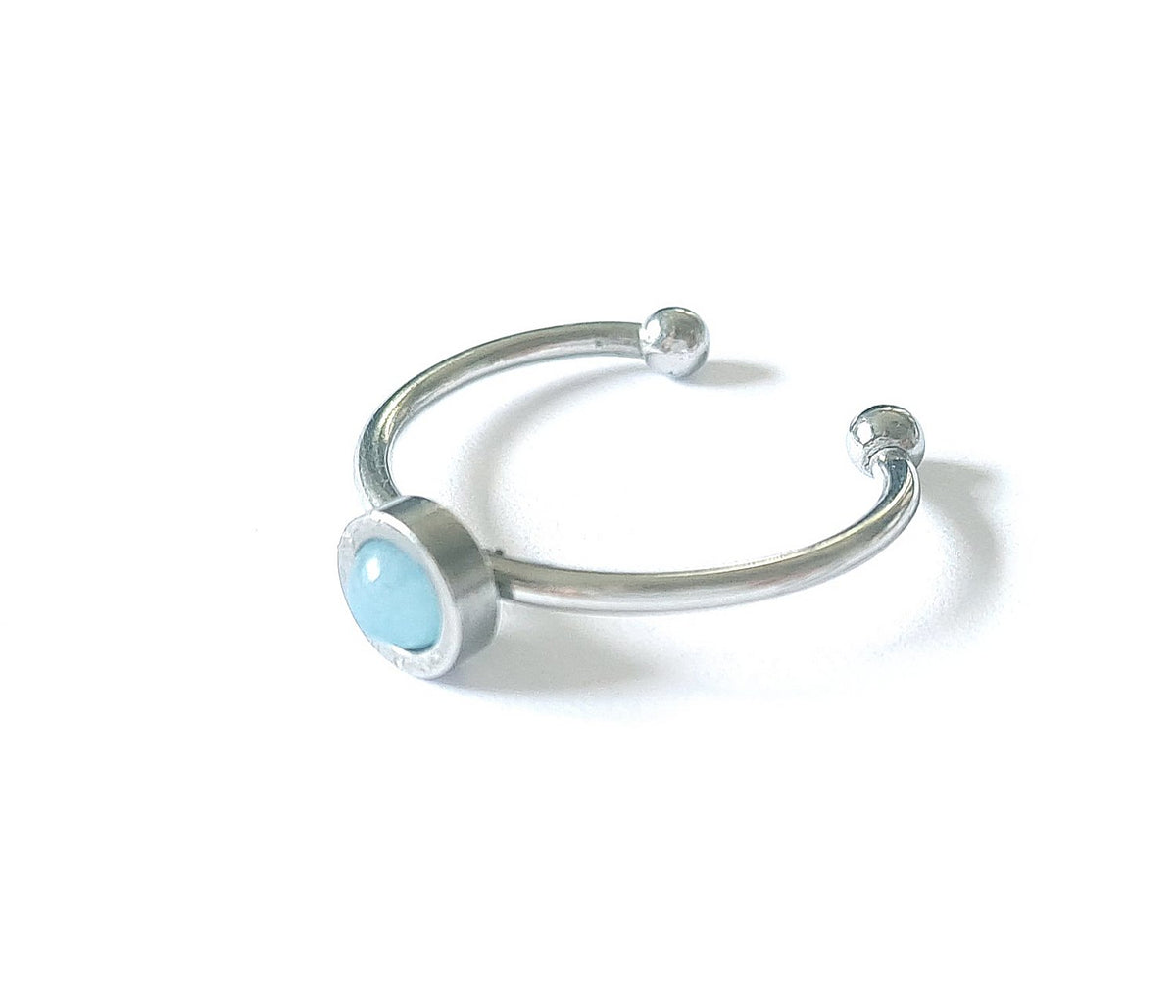 Blaue Jade Ring verstellbar aus Edelstahl (4 mm) | Blau
