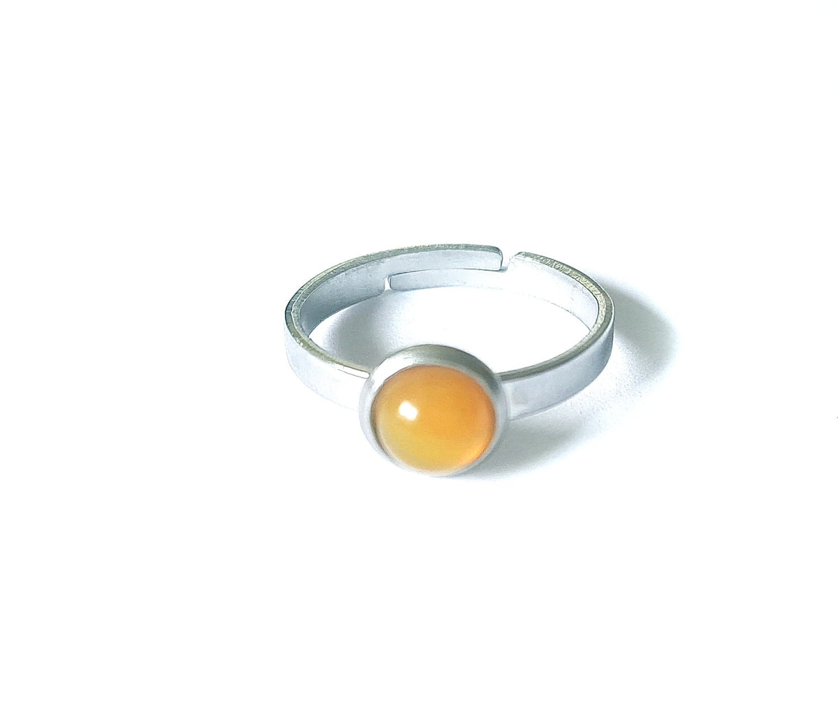 Gelber Achat Ring verstellbar aus Edelstahl (6 mm) | Gelb