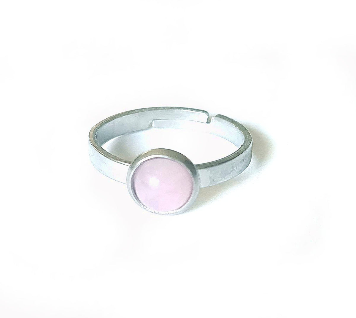 Rosenquarz Ring verstellbar aus Edelstahl (6 mm) | Rosa