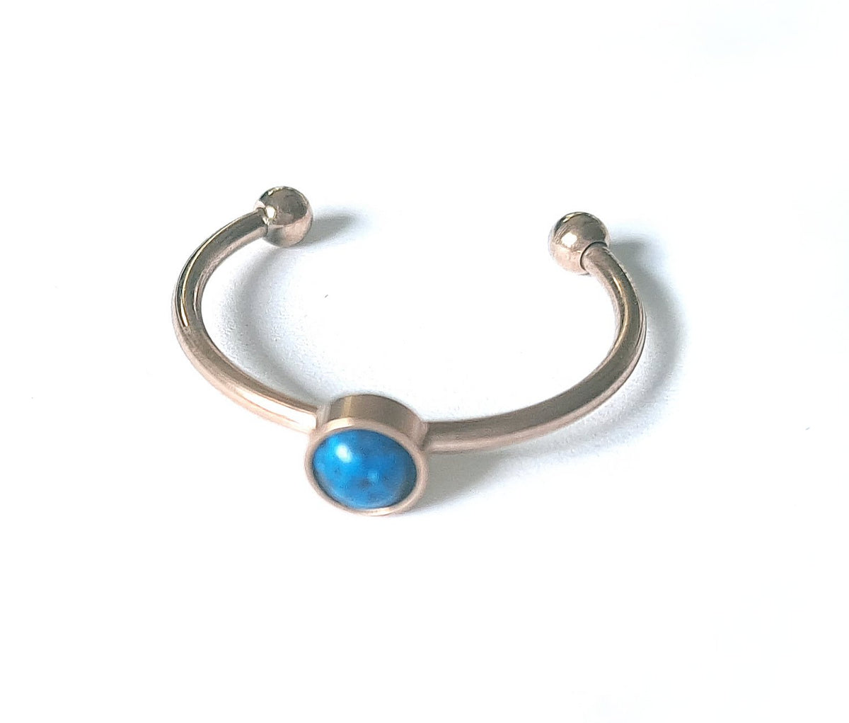 Offener Edelstahl-Ring verstellbar mit blauem Ripple-Stein (4mm)
