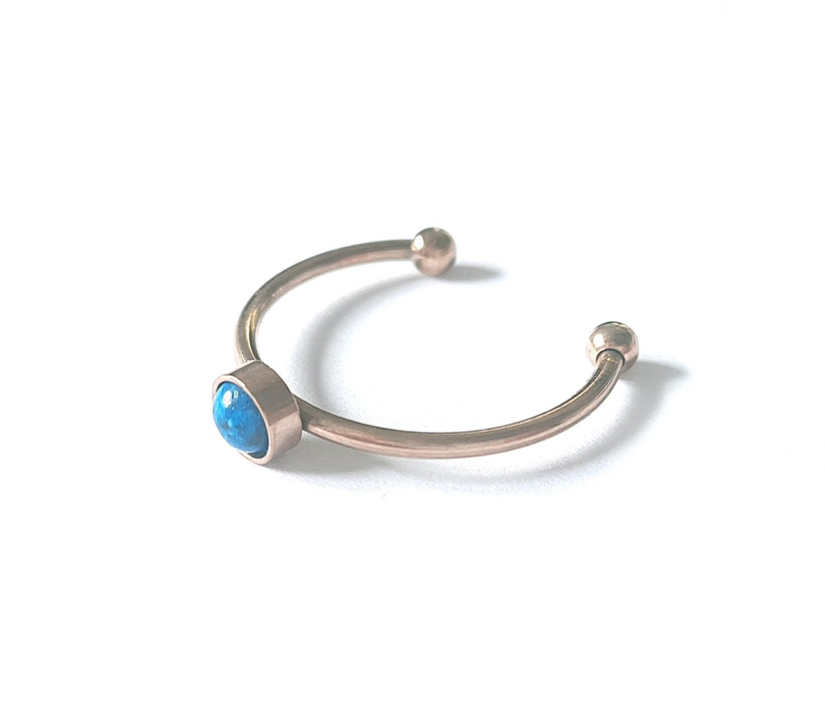 Offener Edelstahl-Ring verstellbar mit blauem Ripple-Stein (4mm)