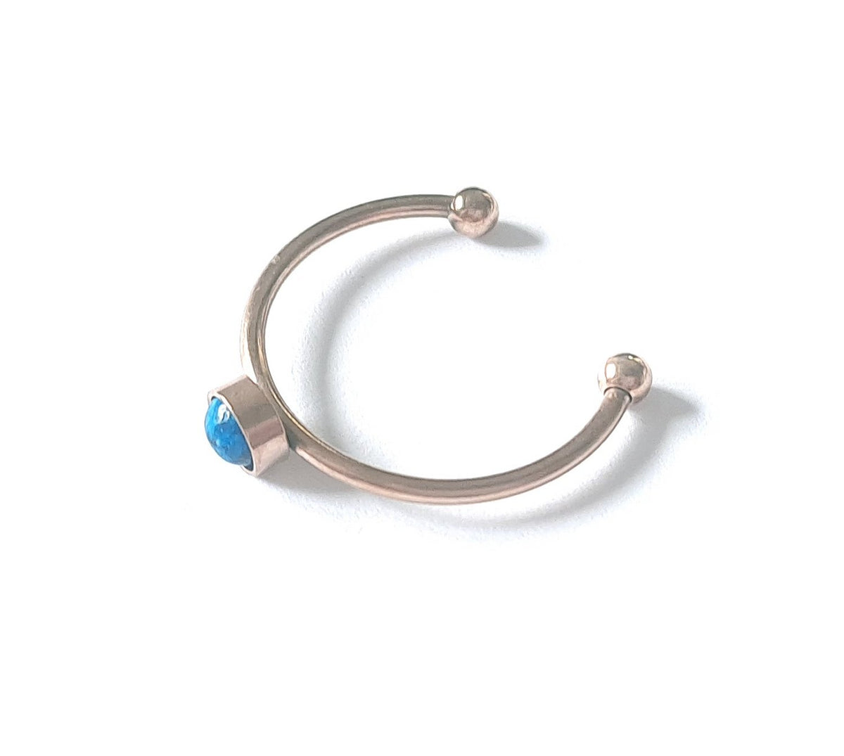 Offener Edelstahl-Ring verstellbar mit blauem Ripple-Stein (4mm)