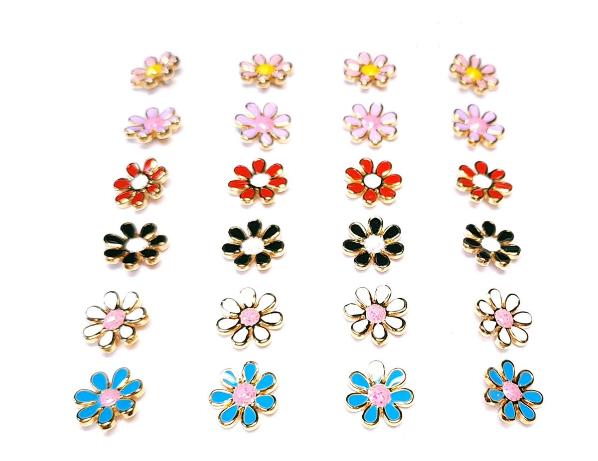 Ohrstecker Blume Gold Edelstahl – Bunte Emaille Ø 10 mm